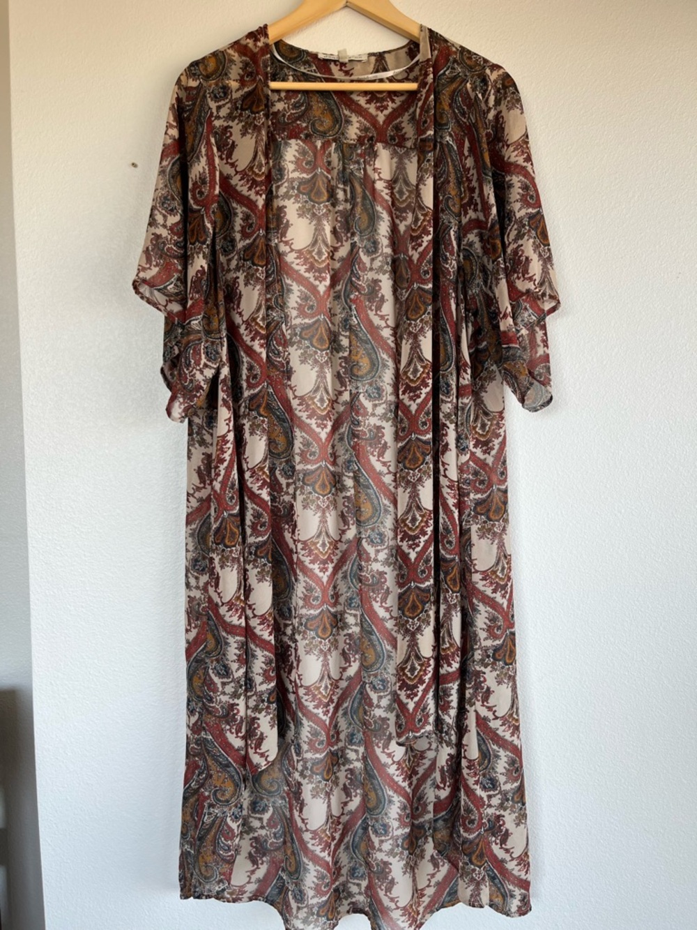 Daniel Rainn Boho Hippie Paisley Sheer Kimono Cover Up Multicolor Size XS/S